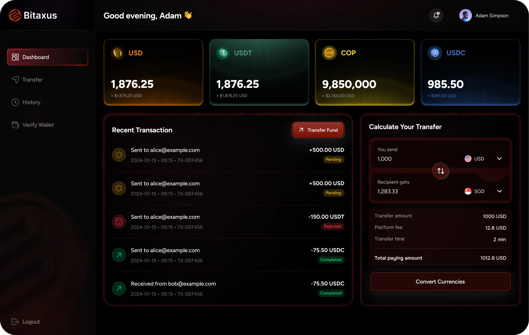 Dashboard de Bitaxus